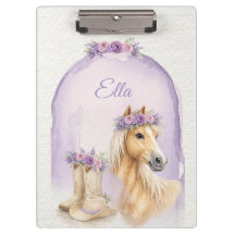 Girls Purple Floral Horse