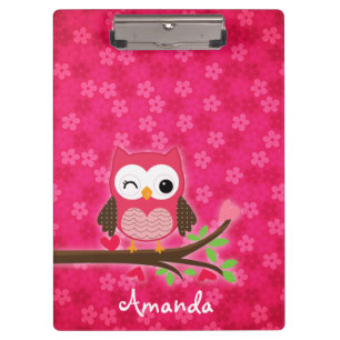 Porte-bloc Girly mignon de hibou de roses indien personnalis