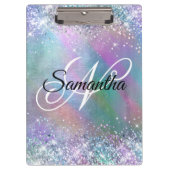 Porte-bloc Glitt Iridescente Arc-en-ciel Foil Fancy Monogramm (Devant)
