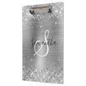 Porte-bloc Glittery Silver Foil Elegant Monogrammed (Gauche)