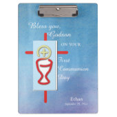 Porte-bloc Godson, première communion sainte, bleu (Devant)