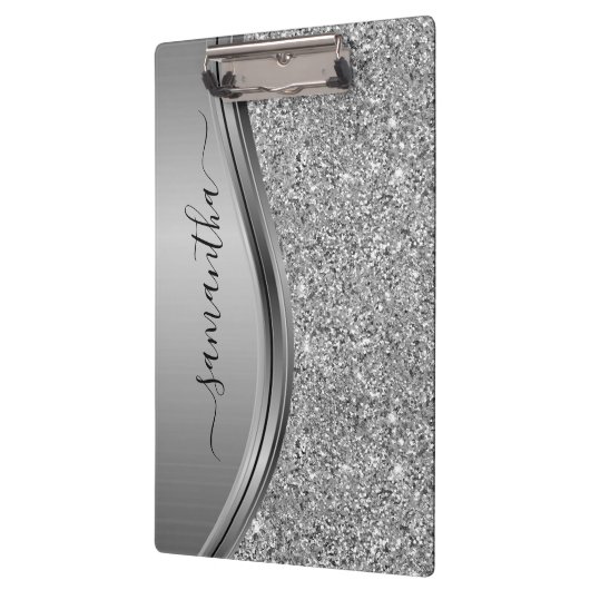 Porte-bloc Gold Faux Glitter Handwritten Name Metal Monogram (Gauche)