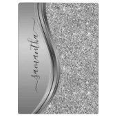 Porte-bloc Gold Faux Glitter Handwritten Name Metal Monogram (Dos)