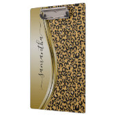 Porte-bloc Gold Leopard Nom manuscrit Monogramme métallique (Gauche)