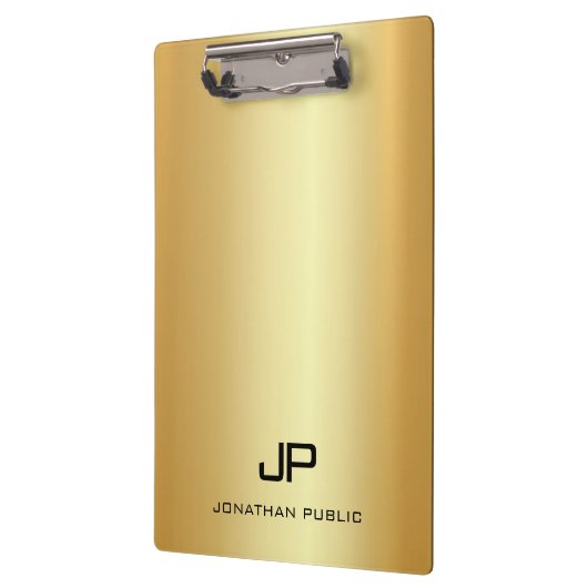 Porte-bloc Gold Look moderne Monogramme Modèle élégant (Gauche)