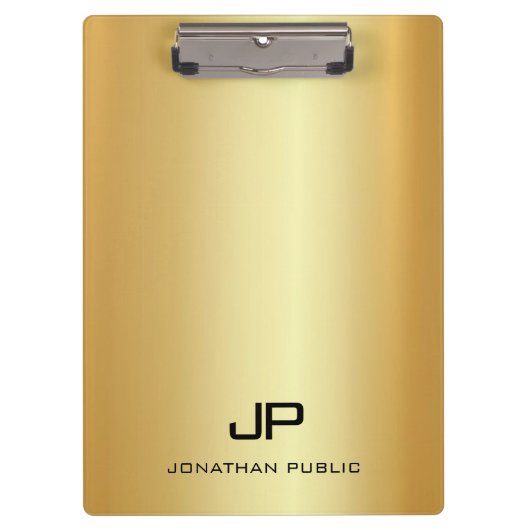 Porte-bloc Gold Look moderne Monogramme Modèle élégant (Devant)