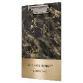 Porte-bloc Gold Metallic Black Marble Consultant Business (Gauche)