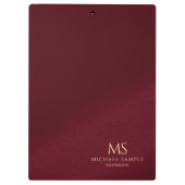 Porte-bloc Gold Name Text Monogram Monogrammed Template Red (Dos)