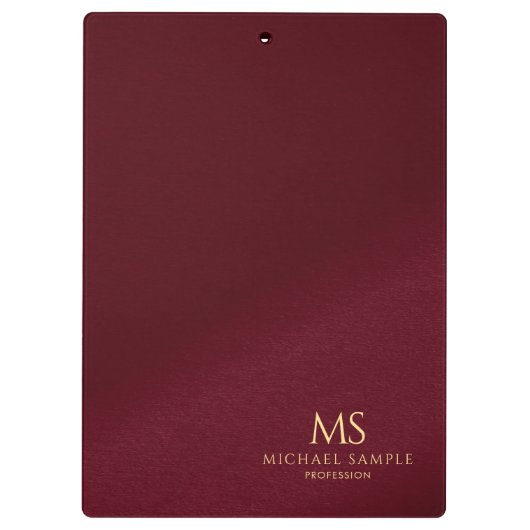 Porte-bloc Gold Name Text Monogram Monogrammed Template Red (Dos)