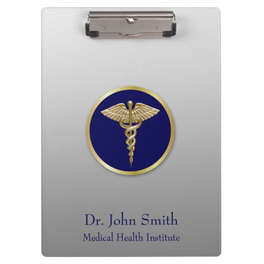 Porte-bloc Gold Professional Caduceus Médicale Blue (Devant)