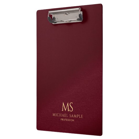 Porte-bloc Gold Text Name Monogram Personalized Elegant Red (Gauche)