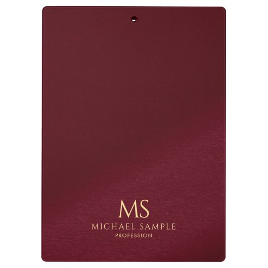 Porte-bloc Gold Text Name Monogram Personalized Elegant Red (Dos)