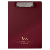 Porte-bloc Gold Text Name Monogram Personalized Elegant Red (Devant)