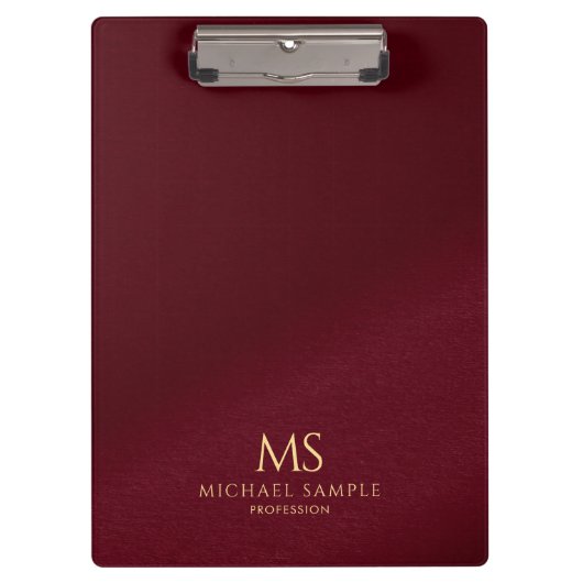 Porte-bloc Gold Text Name Monogram Personalized Elegant Red (Devant)