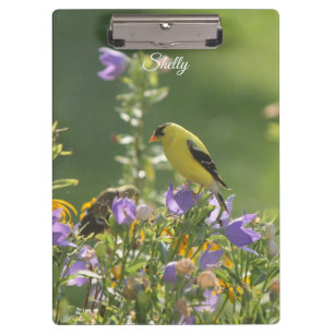 Porte-bloc Goldfinch sur Harebell Flower