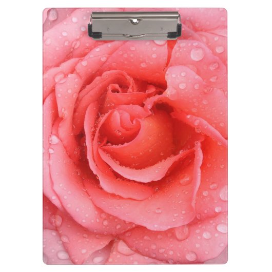 Porte-bloc Gouttes d'eau de rose rouge romantique (Devant)