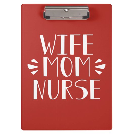 Porte-bloc Graphique d'infirmière de maman d'épouse (Devant)