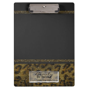 Porte-bloc Gray & Gold Cheetah Leopard Glam Personnalisé