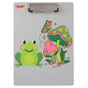 Porte-bloc grenouille mignonne, champignons et papillon