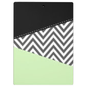Porte-bloc Grey Zigzag, Grey Chevron, Mint, Votre Nom (Dos)