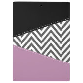 Porte-bloc Grey Zigzag, Grey Chevron, Purple, Votre Nom (Dos)