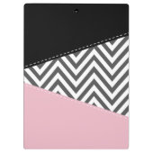 Porte-bloc Grey Zigzag, Grey Chevron, Rose, Votre Nom (Dos)