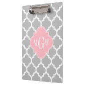 Porte-bloc Gris Blanc Marocain #5 Rose 3 Monogramme initial (Gauche)