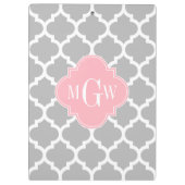 Porte-bloc Gris Blanc Marocain #5 Rose 3 Monogramme initial (Dos)