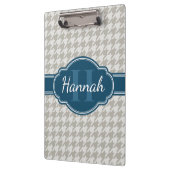 Porte-bloc Gris Houndstooth Motif Marine Monogramme (Gauche)