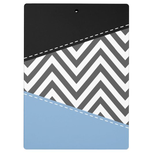 Porte-bloc Gris Zigzag, Gris Chevron, Motif Zigzag, Bleu (Dos)