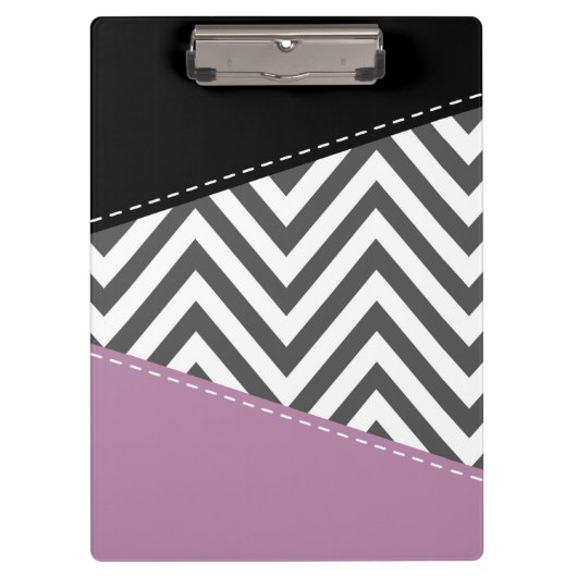 Porte-bloc Gris Zigzag, Gris Chevron, Motif Zigzag, Violet (Devant)