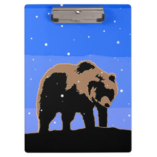 Porte-bloc Grizzly Bear en hiver - Art original de la faune