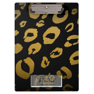 Porte-bloc Guépard léopard noir et or personnalisé glamour