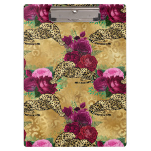 Porte-bloc Guépard Léopard Rose Rouge Floral Fleur Motif
