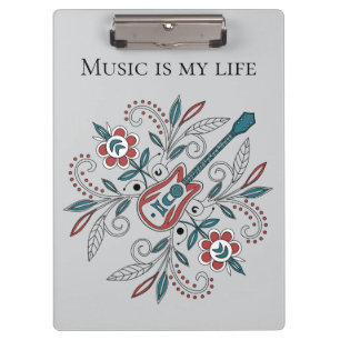 Porte-bloc Guitare Boho Rock’n’Roll avec fleurs