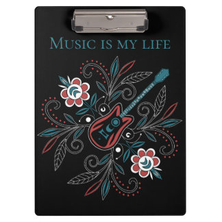 Porte-bloc Guitare Boho Rock’n’Roll avec fleurs