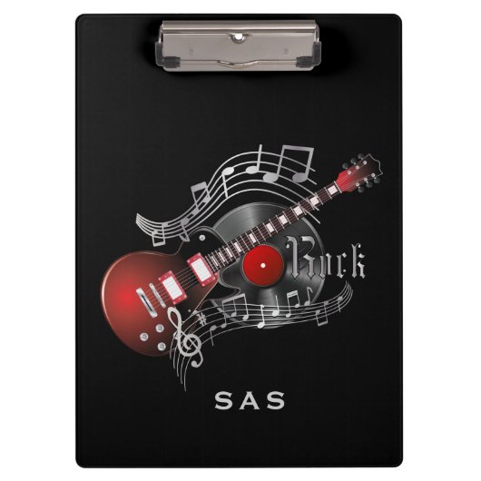 Porte-bloc Guitare Rock - Rouge - Monogramme (Devant)