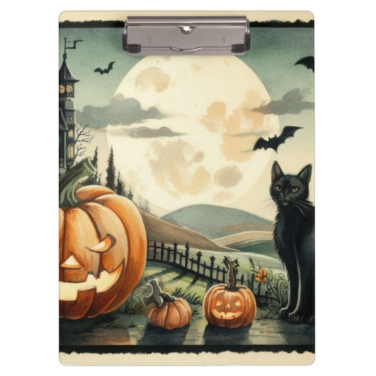 Porte-bloc Halloween/Automne/Automne/citrouille/chat (Devant)