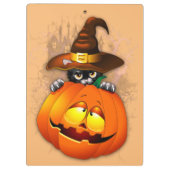 Porte-bloc Halloween Cute Kitty Witch et ami Citrouille (Dos)