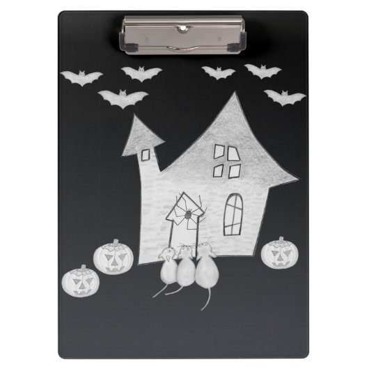 Porte-bloc Halloween la nuit avec Haunted House, chauves-sour (Devant)