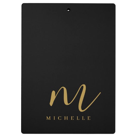 Porte-bloc Handwritten Script Monogram Black And Gold Name (Dos)