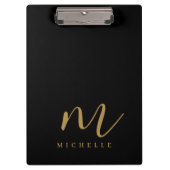Porte-bloc Handwritten Script Monogram Black And Gold Name (Devant)