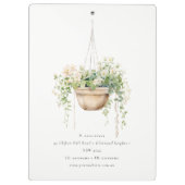 Porte-bloc Hanging Floral House Plante Aquarelle Botanique (Dos)