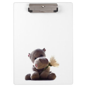 Porte-bloc Happy Grey Hippo tenant Daisy, mignonne Love Photo