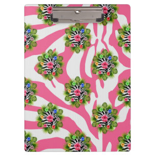 Porte-bloc Hibiscus tropical et rayures exotiques de zèbre ro