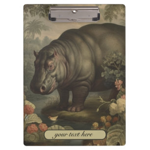 Porte-bloc Hippopotame botanique vintage, personnalisable