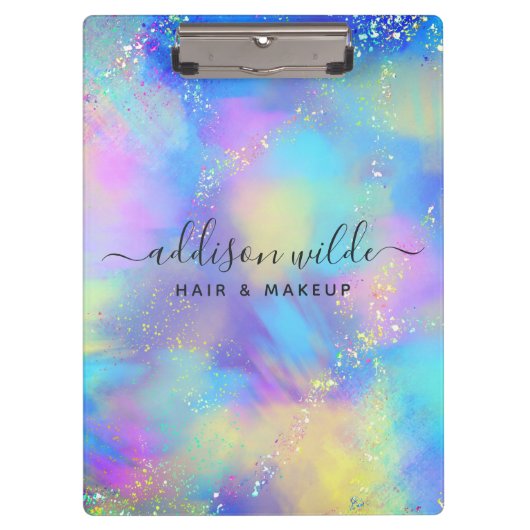 Porte-bloc Holographique Étincelle Opale Iridescent (Devant)