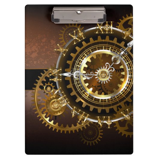 Porte-bloc Horloge Steampunk avec des engrenages anciens (Devant)