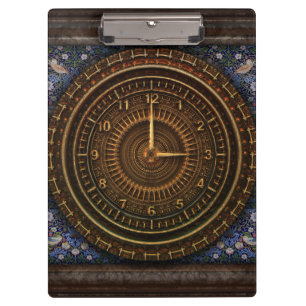 Porte-bloc horloge victorienne steampunk marron bleu