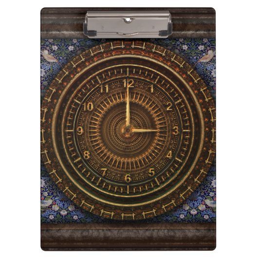 Porte-bloc horloge victorienne steampunk marron bleu (Devant)
